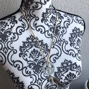 Peace And Feather With Jewels Necklace